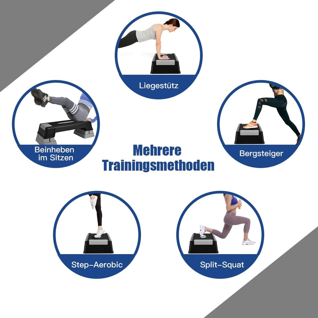 COSTWAY Höhenverstellbarer Aerobic Stepper mit 3 Stufen 12 / 17 / 22cm, Steppbrett bis 150KG belastb