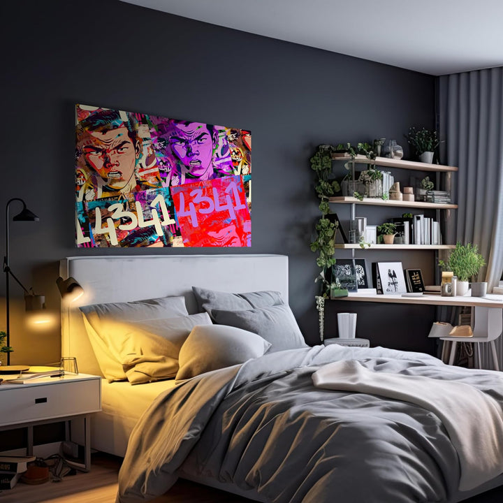 wandmotiv24 Leinwandbild Pop Art Stil, 40x30cm, Querformat, Mann, Manga, Deko, Bilder auf Leinwand,