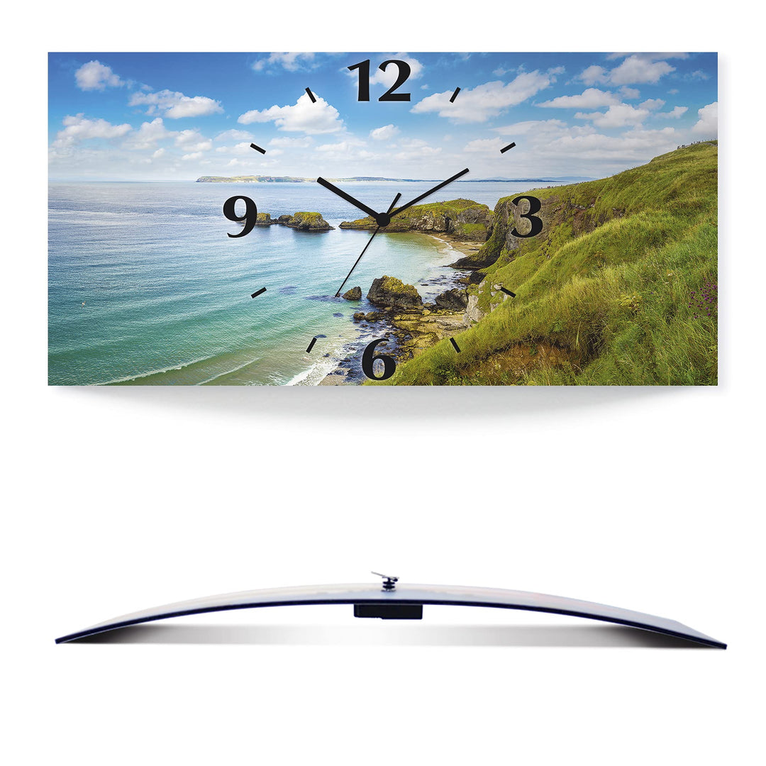 ARTLAND Wanduhr ohne Tickgeräusche Alu Quarzuhr lautlos 50x25 cm Rechteckig Landschaftsbilder Natur
