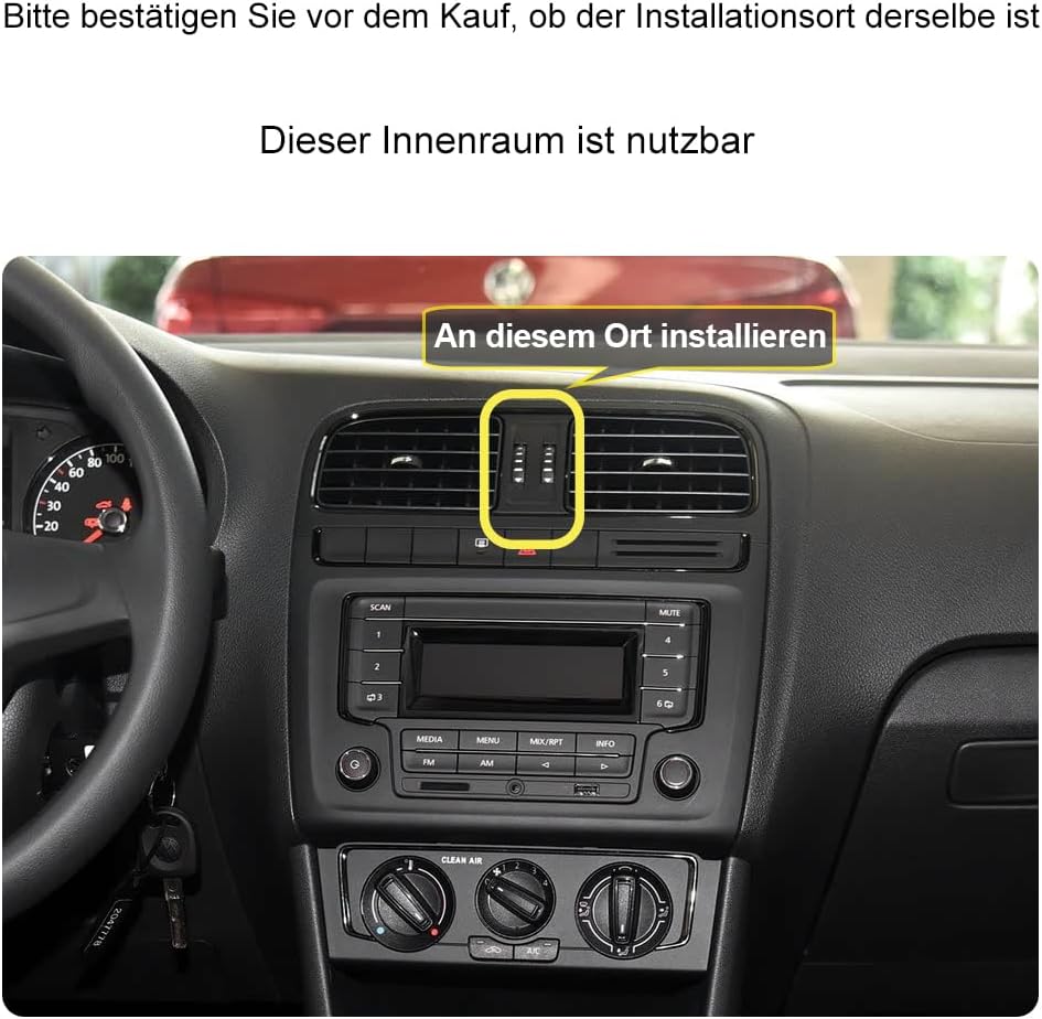 Auto Handyhalterung für Volkswagen Polo Auto Zubehör [Nur Kompatibel mit 2009-2017 VW Polo V] 360° D