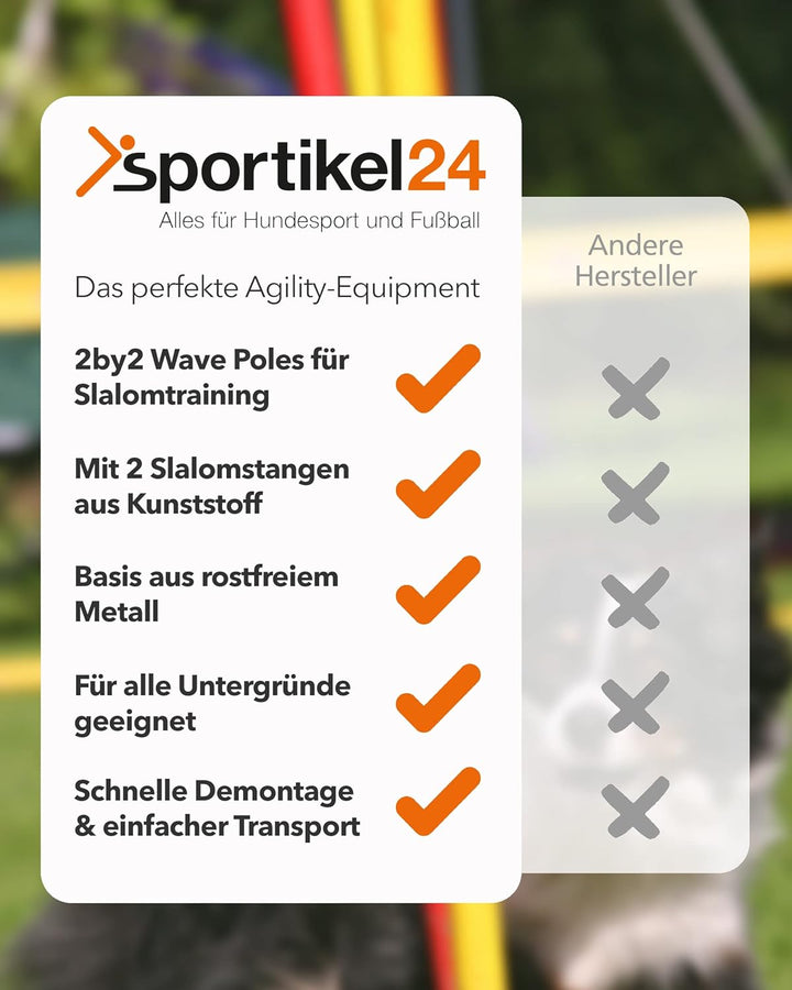 2by2 Weave Poles – Blau – 2er Set Agility-Slalomstangen mit Metallbasis – für Training & Parcoursauf