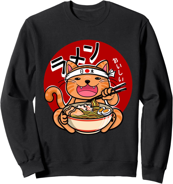 Japanische Ramen Nudeln Anime Lustige Japan Katze Sweatshirt