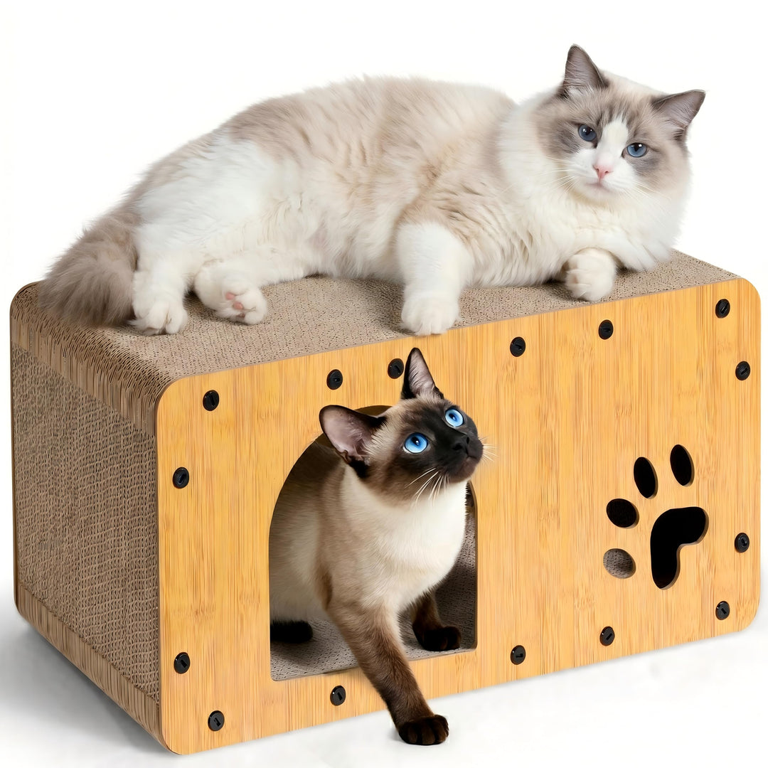 Gimars 59.5x29.5x28 cm Kratzbrett Katzen mit Spielball, Kratzpappe für Katzen gross XXL, Katzenhaus