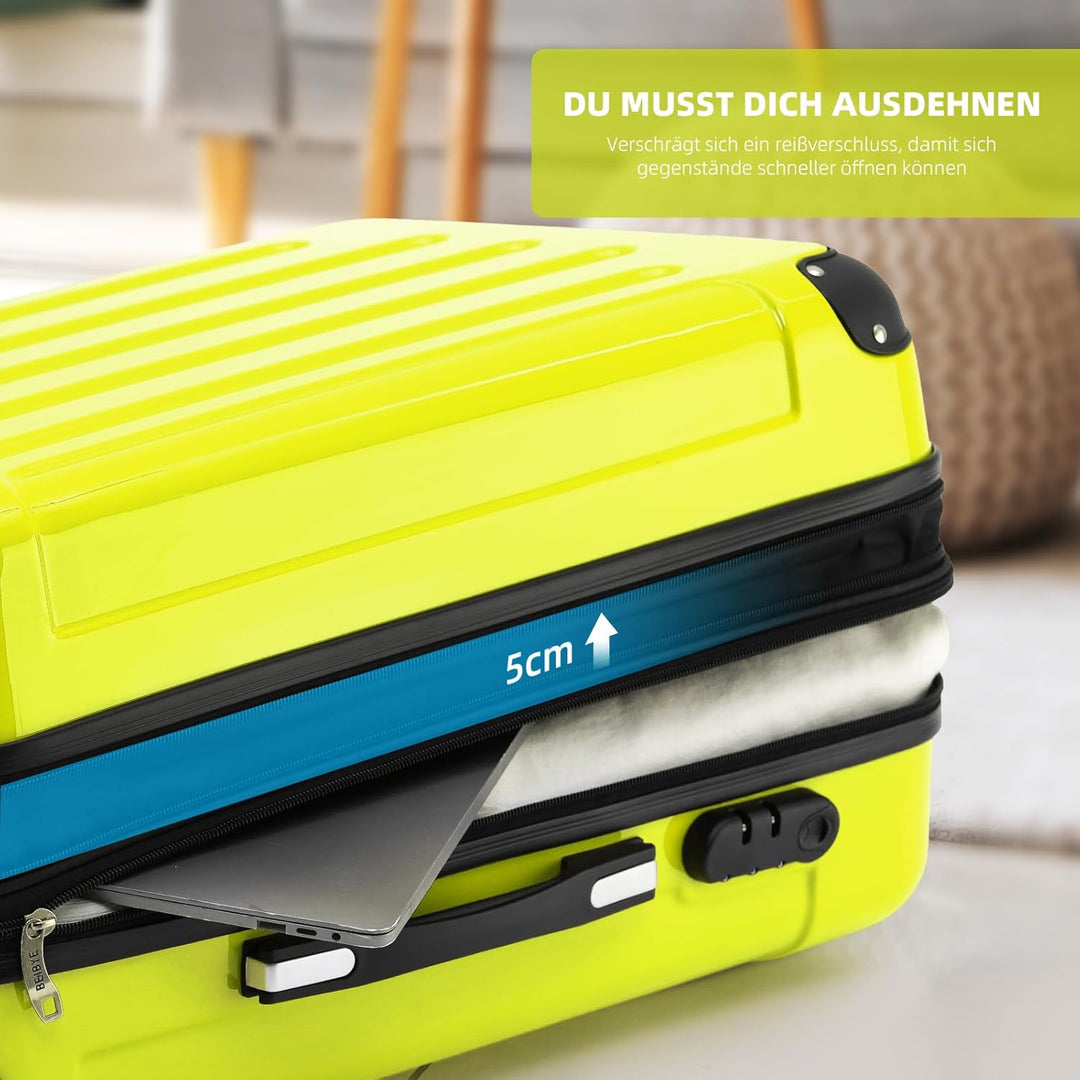 BEIBYE- 3er Kofferset Hartschalen-Koffer Reisekoffer Trolley Rollkoffer Set Reisekofferset
