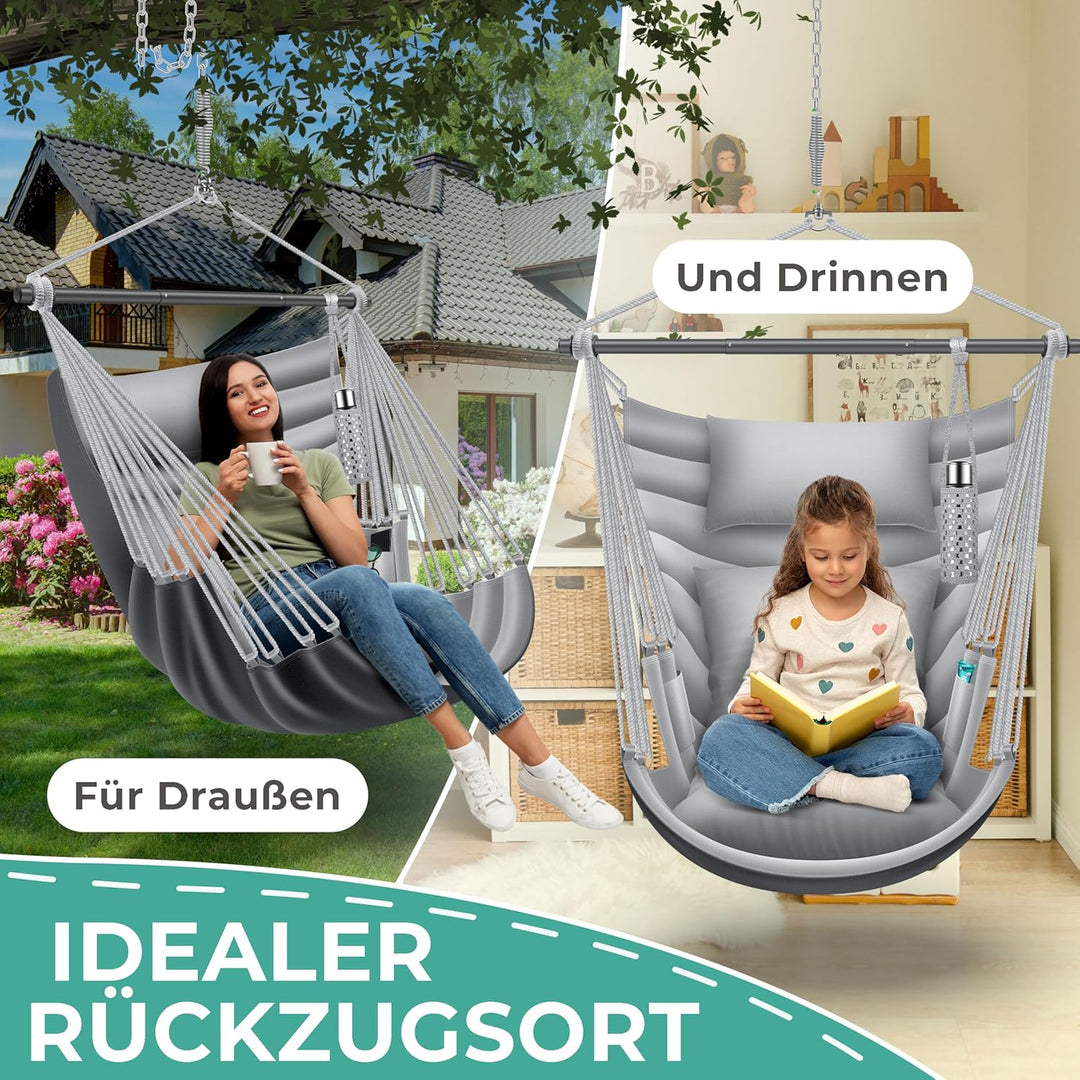 KESSER® Hängesessel Haiti 150kg Traglast, Hängestuhl 360° Drehung, Hängeschaukel Indoor-Outdoor UV-b