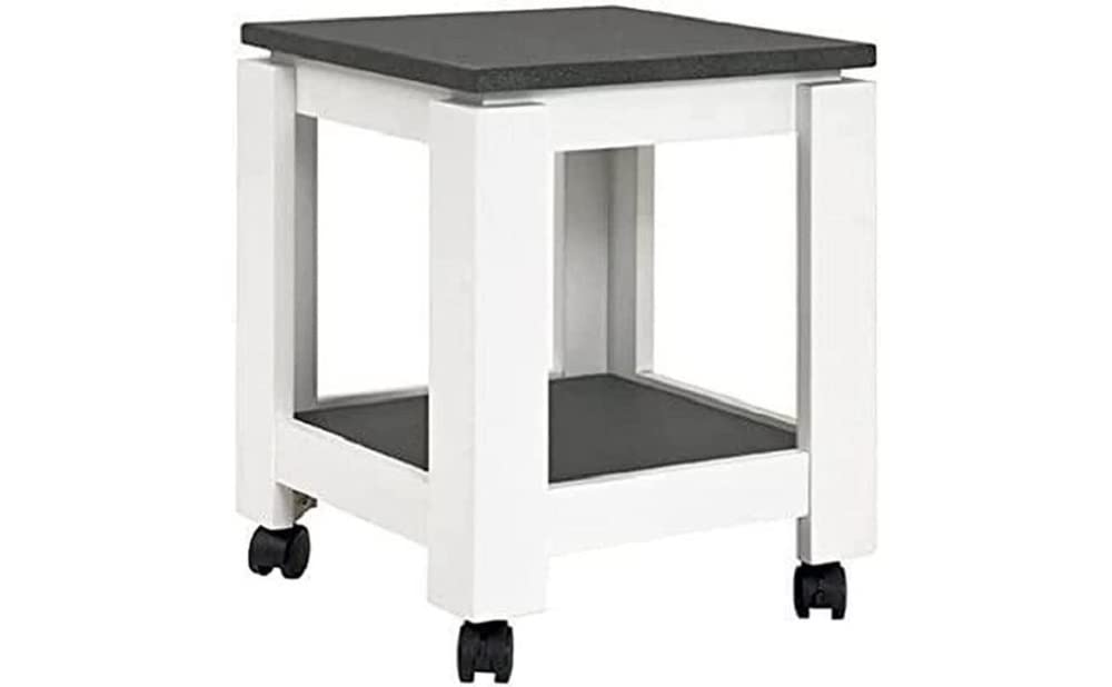 HAKU Möbel Beistelltisch auf Rollen, MDF, granitoptik-weiss, B 35 x T 35 x H 45 cm Granitoptik-weiss
