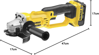 DeWalt Akku-Winkelschleifer (18V, 4.0 Ah, 125 mm Scheiben-ø, für alle Standard-Trenn,- Schleif- und