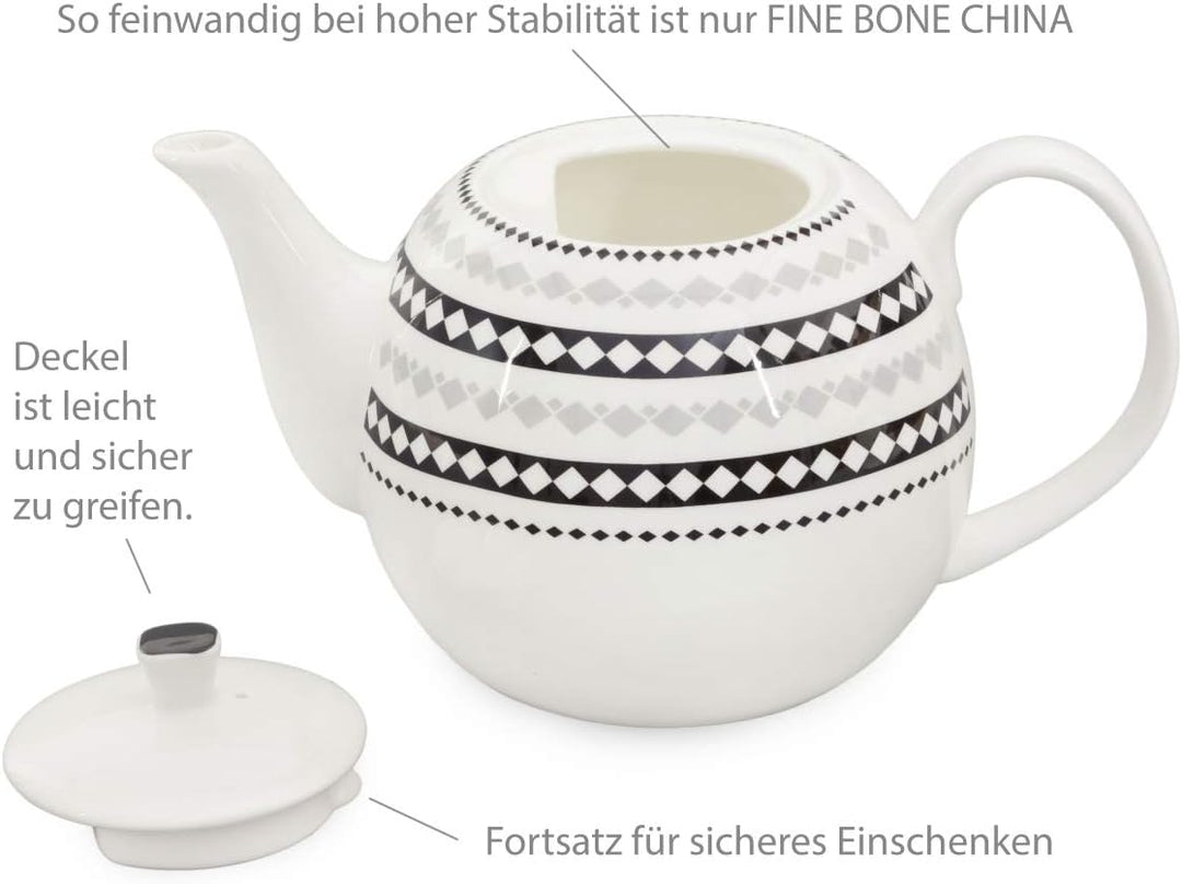 tea4chill Buchensee Porzellan Kanne 1,5 Liter. Elegante Teekanne/Kaffeekanne aus Fine Bone China mit
