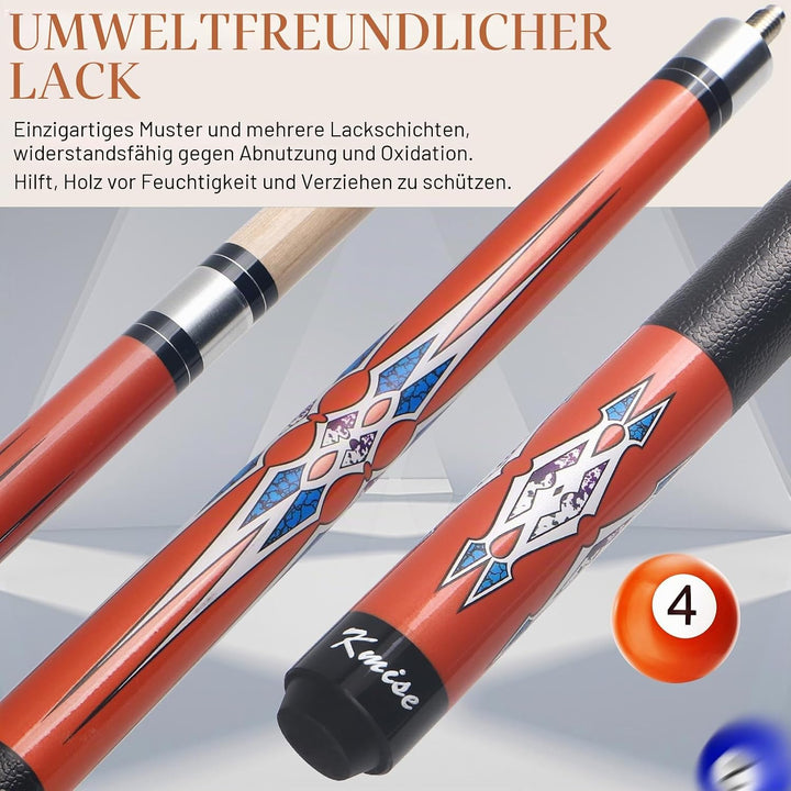 Kmise Pool-Queue-Set – 147 cm Langer Queue, professioneller Billardqueue aus kanadischem Ahorn, für