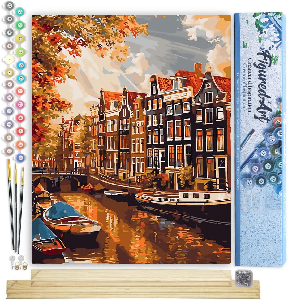 Figured'Art Malen Nach Zahlen Erwachsene Mit Rahmen Sonnenschein in Amsterdam - Paint by Numbers Bas