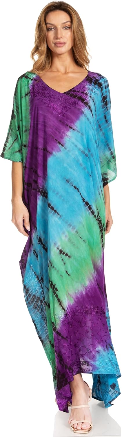 Sakkas Catia Damen Boho Lässig Lang Maxi Caftan Kleid Kaftan Vertuschung LougeWear Einheitsgrösse 1-