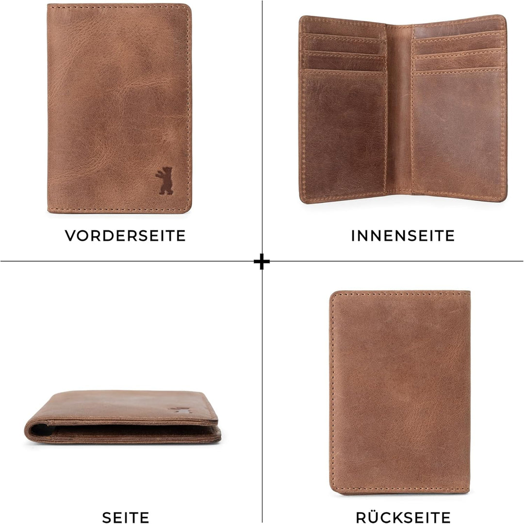 Berliner Bags Vintage Kartenetui Porto aus Leder mit RFID-Schutz und Geschenkbox, Slim Wallet Geldbö