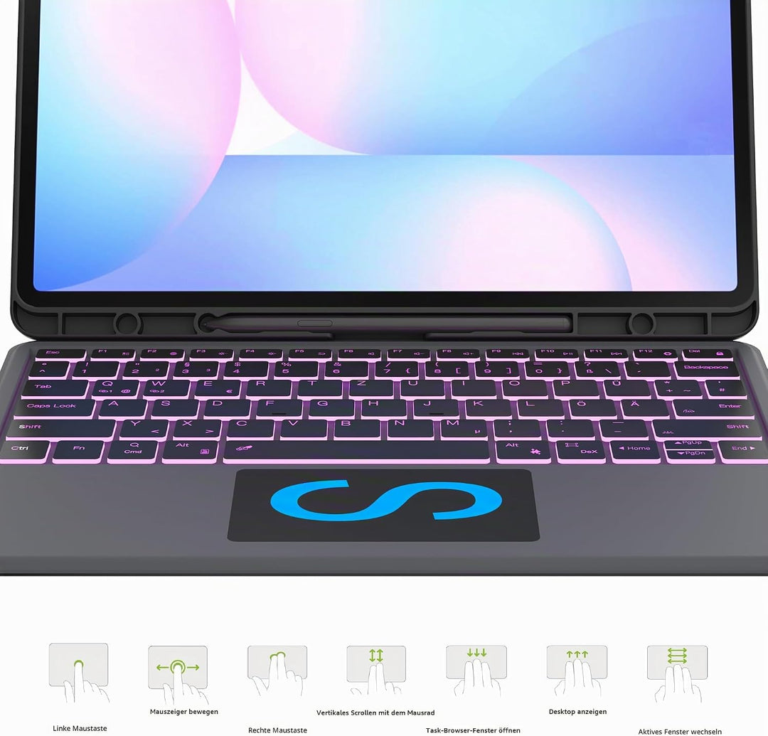 für Samsung Galaxy Tab S10 FE+ Plus 13.1 Zoll Hülle mit Tastatur: Tab S10fe+ Plus 2025 Deutsches QWE
