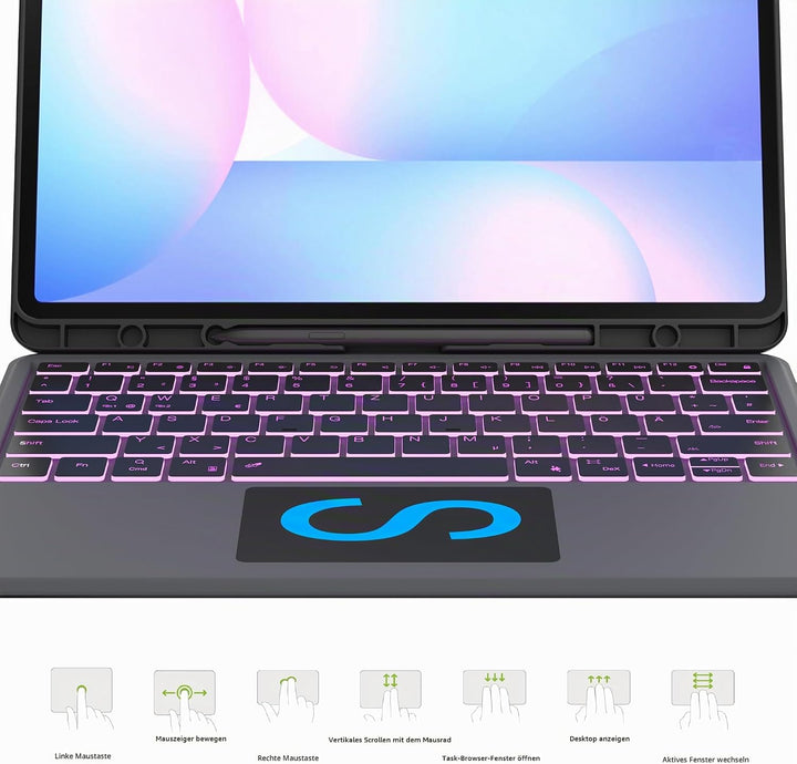 für Samsung Galaxy Tab S10 FE+ Plus 13.1 Zoll Hülle mit Tastatur: Tab S10fe+ Plus 2025 Deutsches QWE