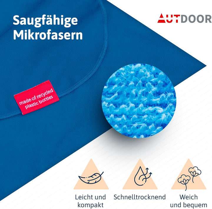 AUTDOOR® Mikrofaser Badeponcho Damen & Herren - nachhaltig aus 100% recycelten PET-Flaschen - Handtu