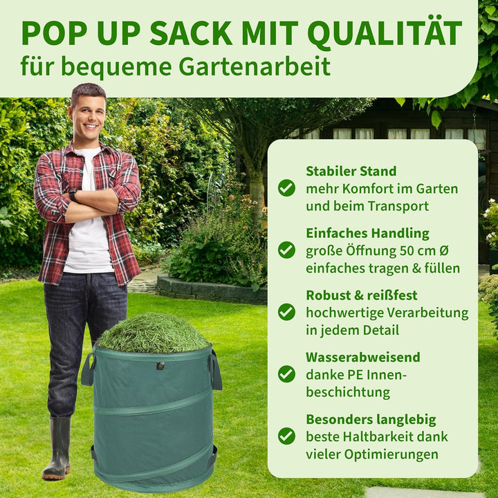 TTL Garden 3x 85L Pop Up Gartensack Premium - 220gsm 600D Oxford Gewebe selbstaufstellend extra robu