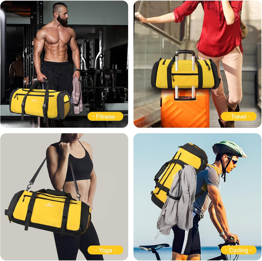 Sporttasche Herren + Rucksack-Funktion, Reisetasche Damen | Sporttasche Damen mit Schuhfach, Nassfac