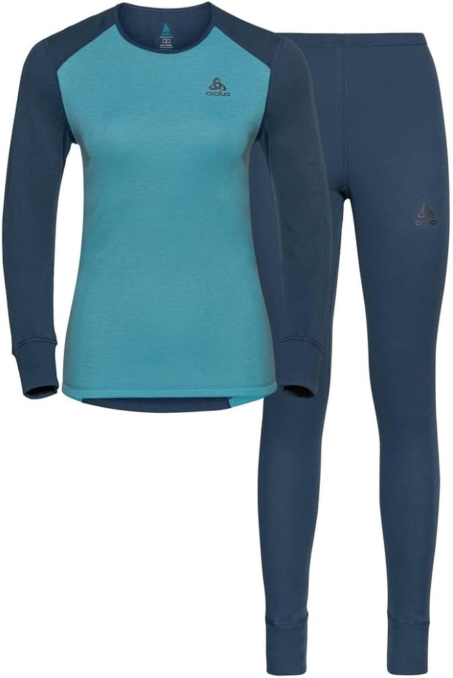 Odlo Damen Funktionsunterwäsche Set Active WARM ECO M Blue Wing Teal - Reef Waters, M Blue Wing Teal