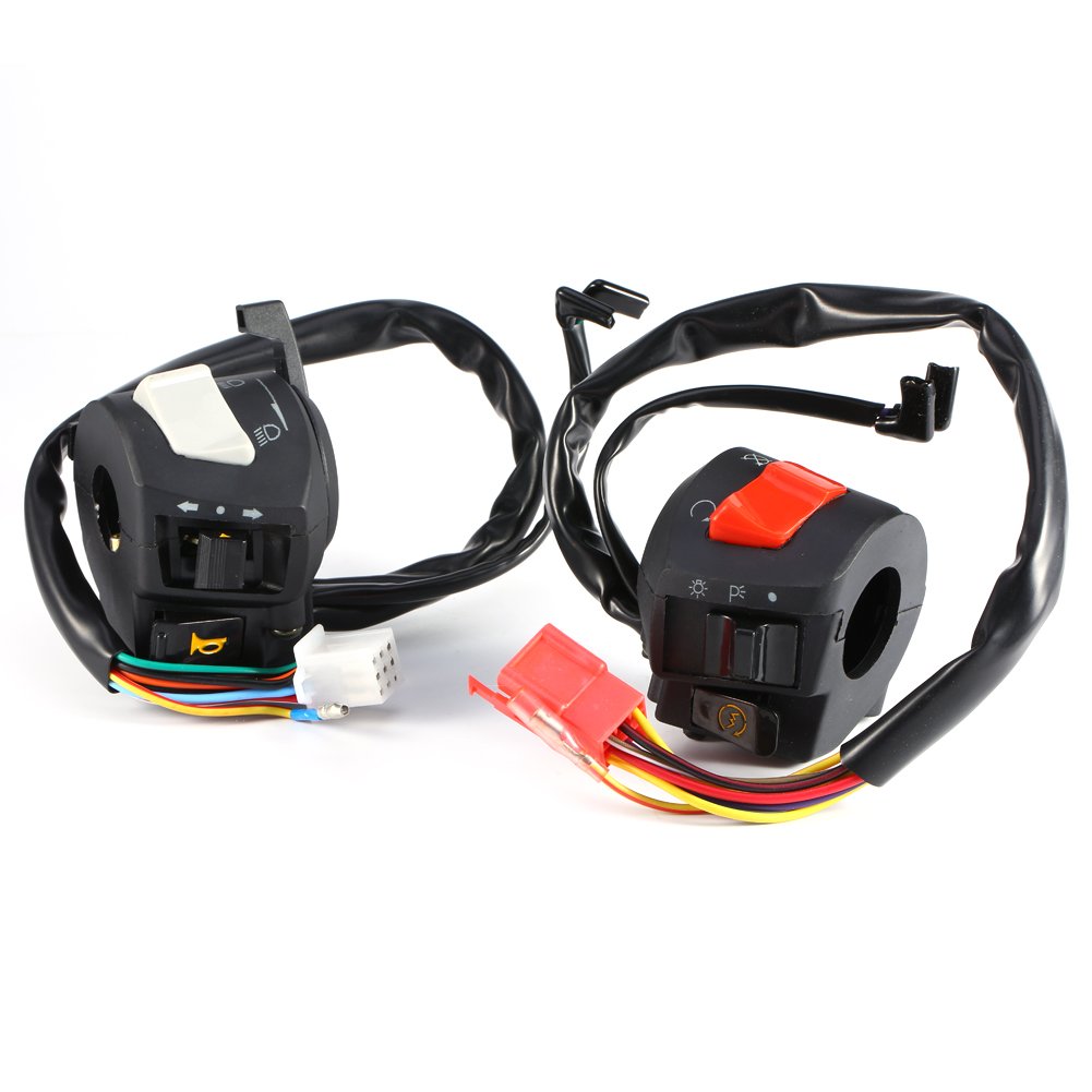 Qiilu 2x Universal 7/8 '' Motorrad Lenker Schalter, Wasserdichte Motorrad Scheinwerfer Blinker Horn