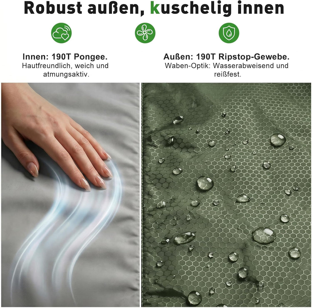 Sekey Schlafsack Erwachsene, Mumienschlafsack mit Anti-Klemm-Reissverschluss, Wasserabweisend &amp; Reis