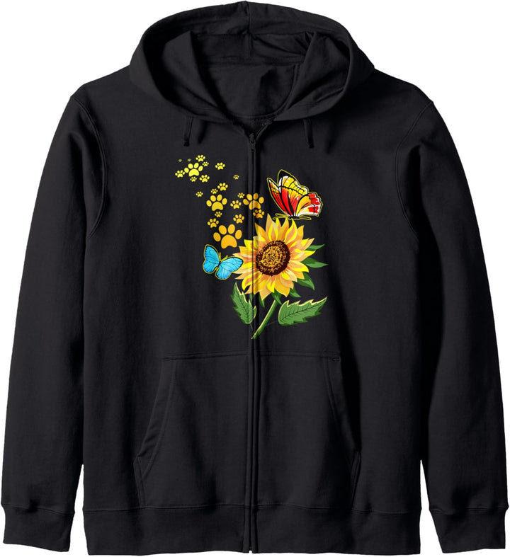 Hundepfote Sonnenblume Geschenkidee Sunshine Lover Kapuzenjacke
