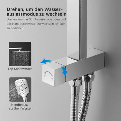 KOMIRO Duschsystem ohne Armatur, Regendusche Ohne Armatur,Duschset mit Duschkopf 30x30cm, Handbrause