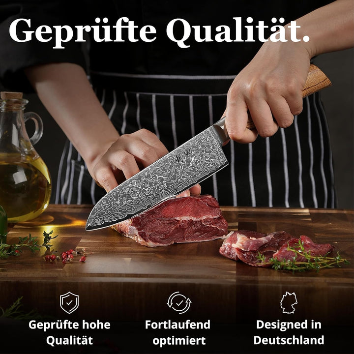 Wakoli EDIB Pro Premium 3er Damastmesser-Set mit 8-16 cm Klingen gefertigt aus 67 Lagen echtem Damas