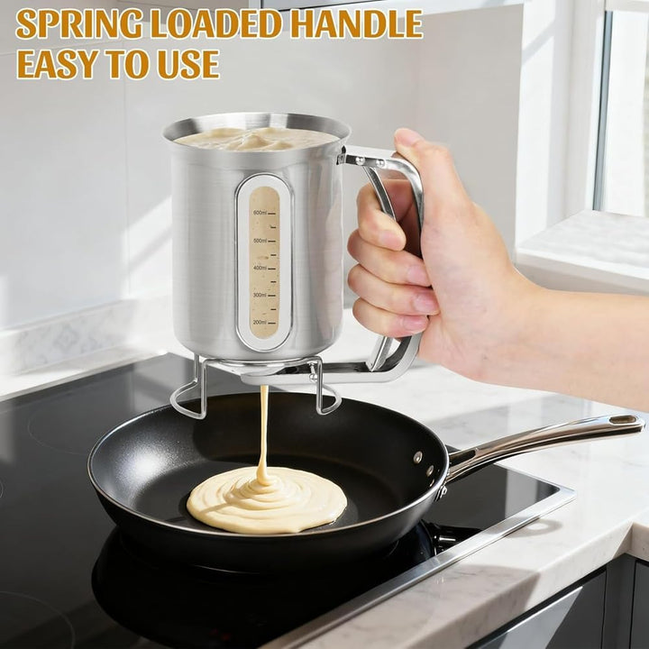 Edelstahl 30OZ Pfannkuchenteigspender mit Sichtfenster zum Backen Von Cupcakes, Muffins und Kuchen T