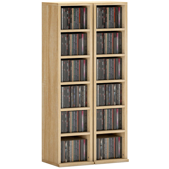HOMCOM 2er-Set Regalsäulenschrank CD-DVD-Aufbewahrungsschrank 6 + 6 Fächer 21 x 22,5 x 88,5 cm max.