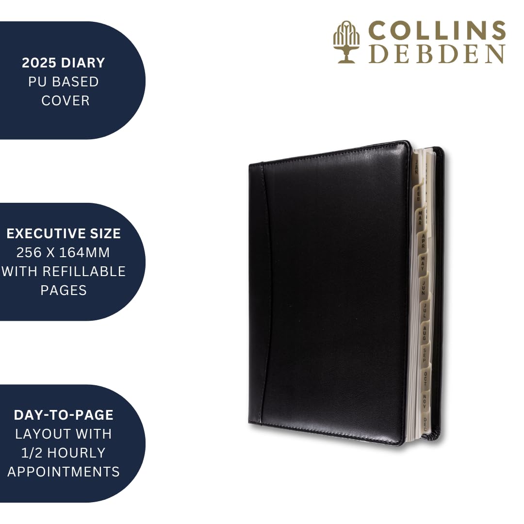 Collins Elite Terminplaner 2025 für Business – Executive Day a Page Planer (mit Terminen) – Schwarz
