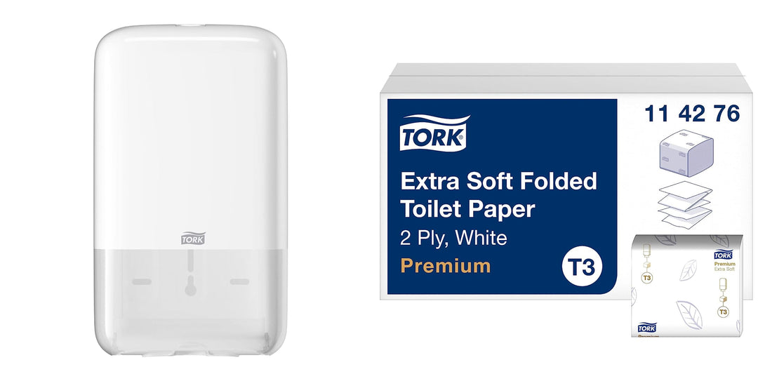 Tork Toilettenpapierspender + Nachfüllpackung - T3 - Nachfüllpackung extra weiches gefaltetes Toilet