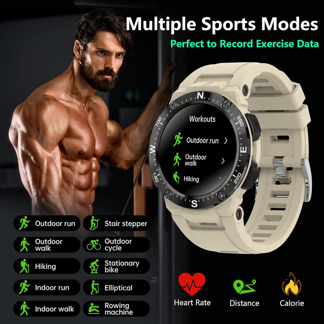 Bebinca Smartwatch Herren Sport 1.3" Freisprechanrufe tätigen und empfangen Bluetooth Mikrofon, Musi