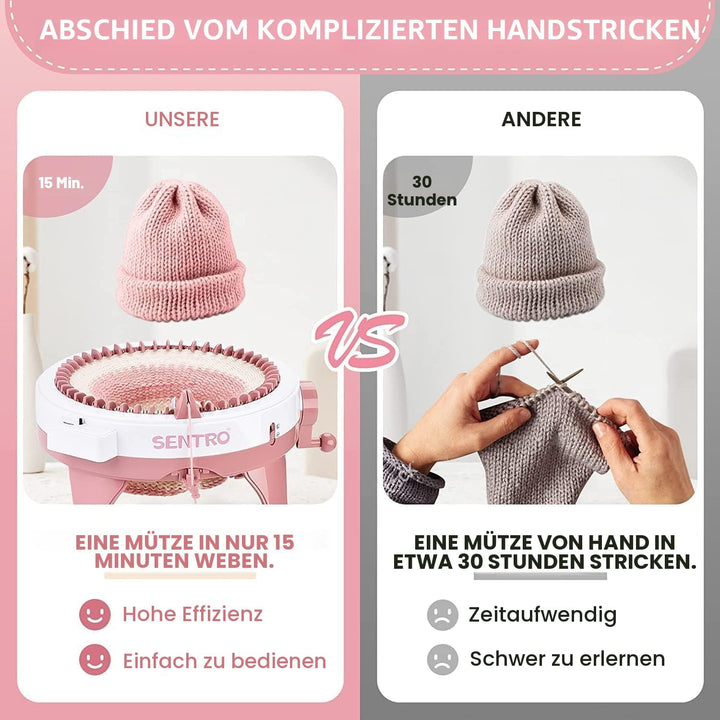 Zcvtbye SENTRO Strickmaschine, 48 Nadeln Strickmaschine mit Reihenzähler Stricken, DIY-Dualmodus str
