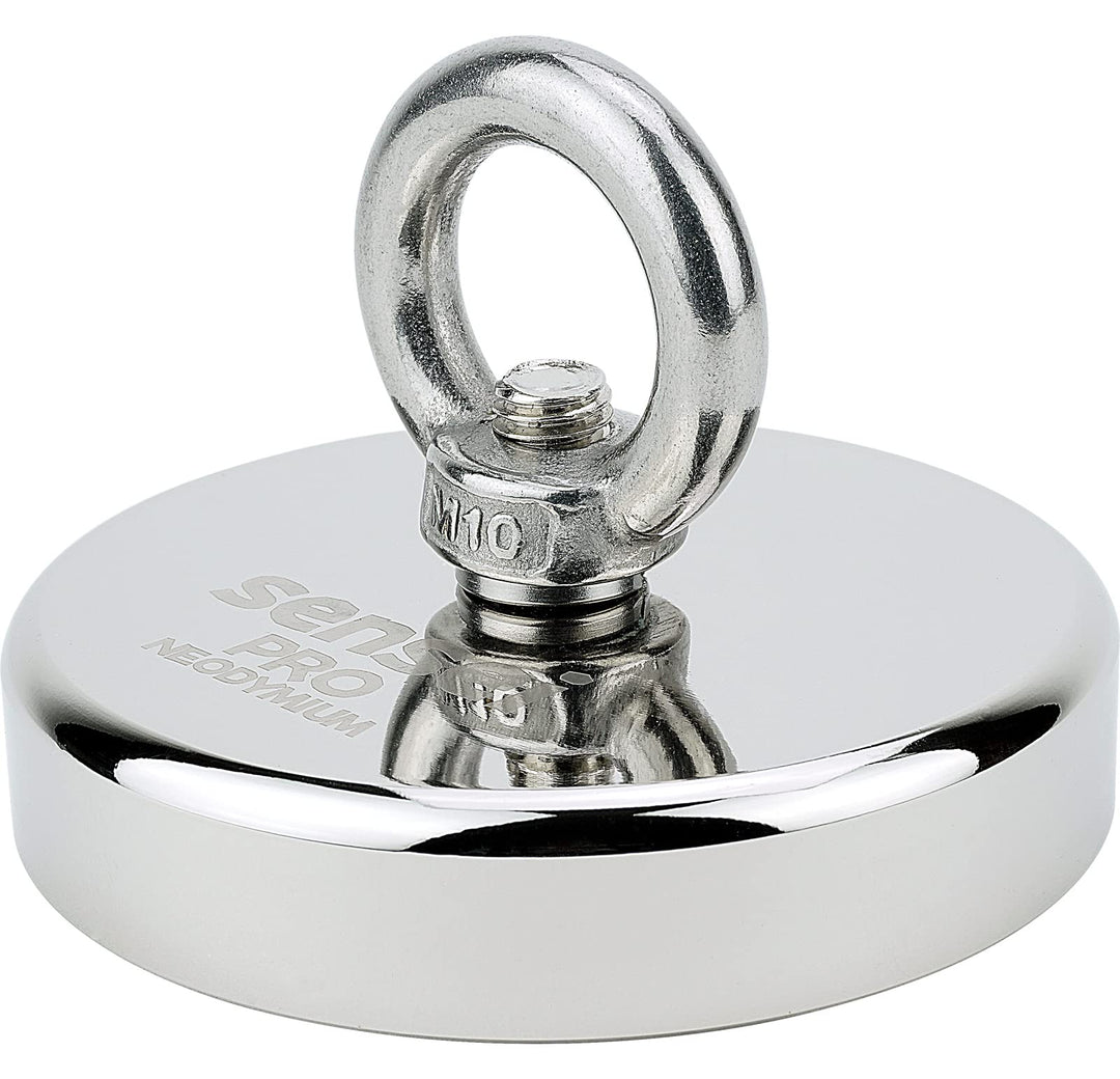 SENSEI Magnet 400 kg, Neodym-Magnet N52 mit Öse oben, Ø9 x H1,8 cm, sehr starker Neodym-Ösenmagnet f