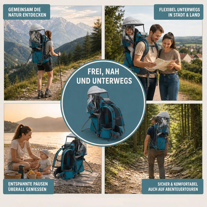Fillikid Rückentrage Explorer Elite Exklusiv | Kindertrage für Wandern & Reise | Babytragerucksack m