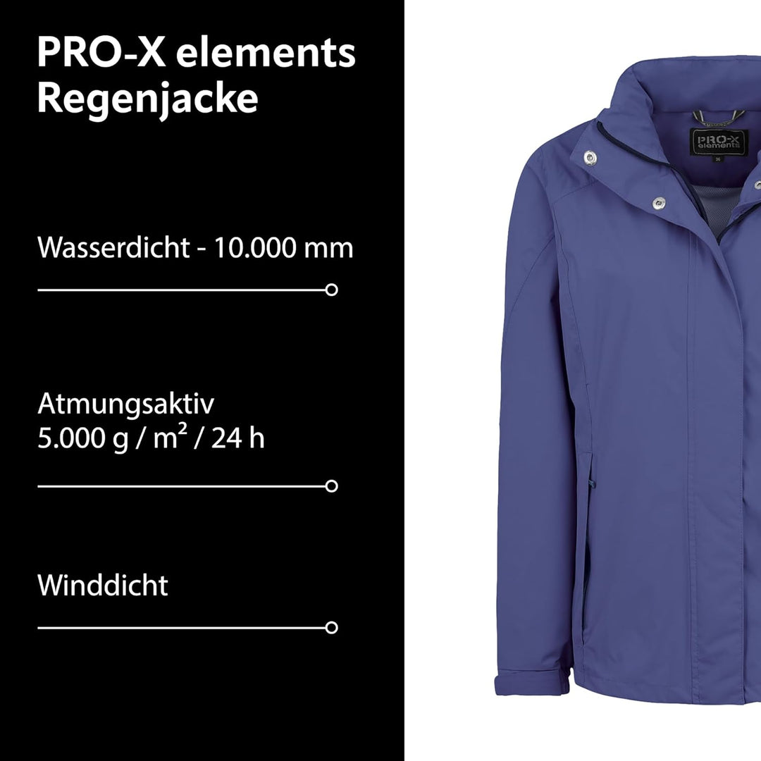 PRO-X elements Damenjacke CARRIE I Damen Regenjacke mit verschweissten Nähten, Unterarmbelüftung ink