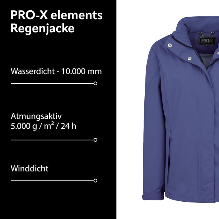 PRO-X elements Damenjacke CARRIE I Damen Regenjacke mit verschweissten Nähten, Unterarmbelüftung ink
