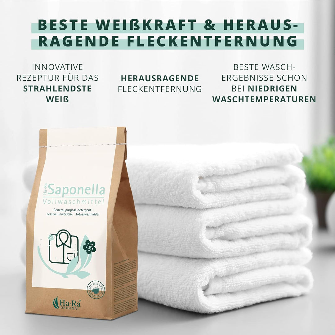 Ha-Ra Saponella Vollwaschmittel Pulver I 1,7 kg Waschpulver für Weisse Wäsche I Hochkonzentriert für
