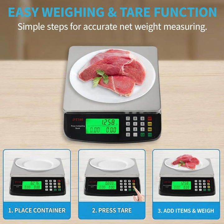Küchenwaage Digital 30kg mit Zählfunktion, Tara und 1g Genauigkeit | Grosse Lebensmittelwaage mit LC