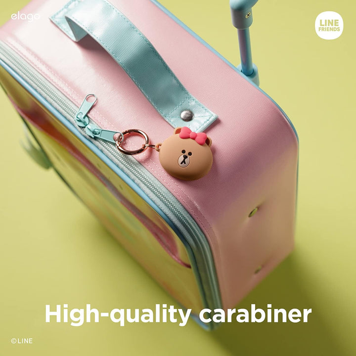 elago I LINE Friends Silikon Hülle Kompatibel met für Apple AirTag 2 & 1 Gen - Voller Schutz, Inklus