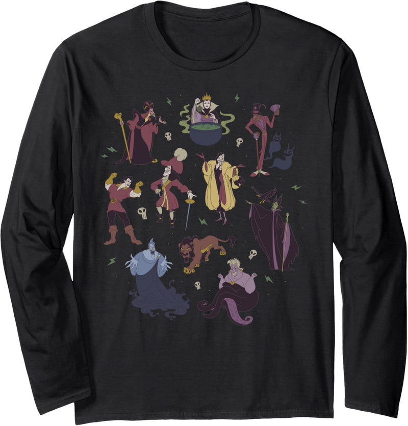 Disney Villains Group Shot Doodles Langarmshirt