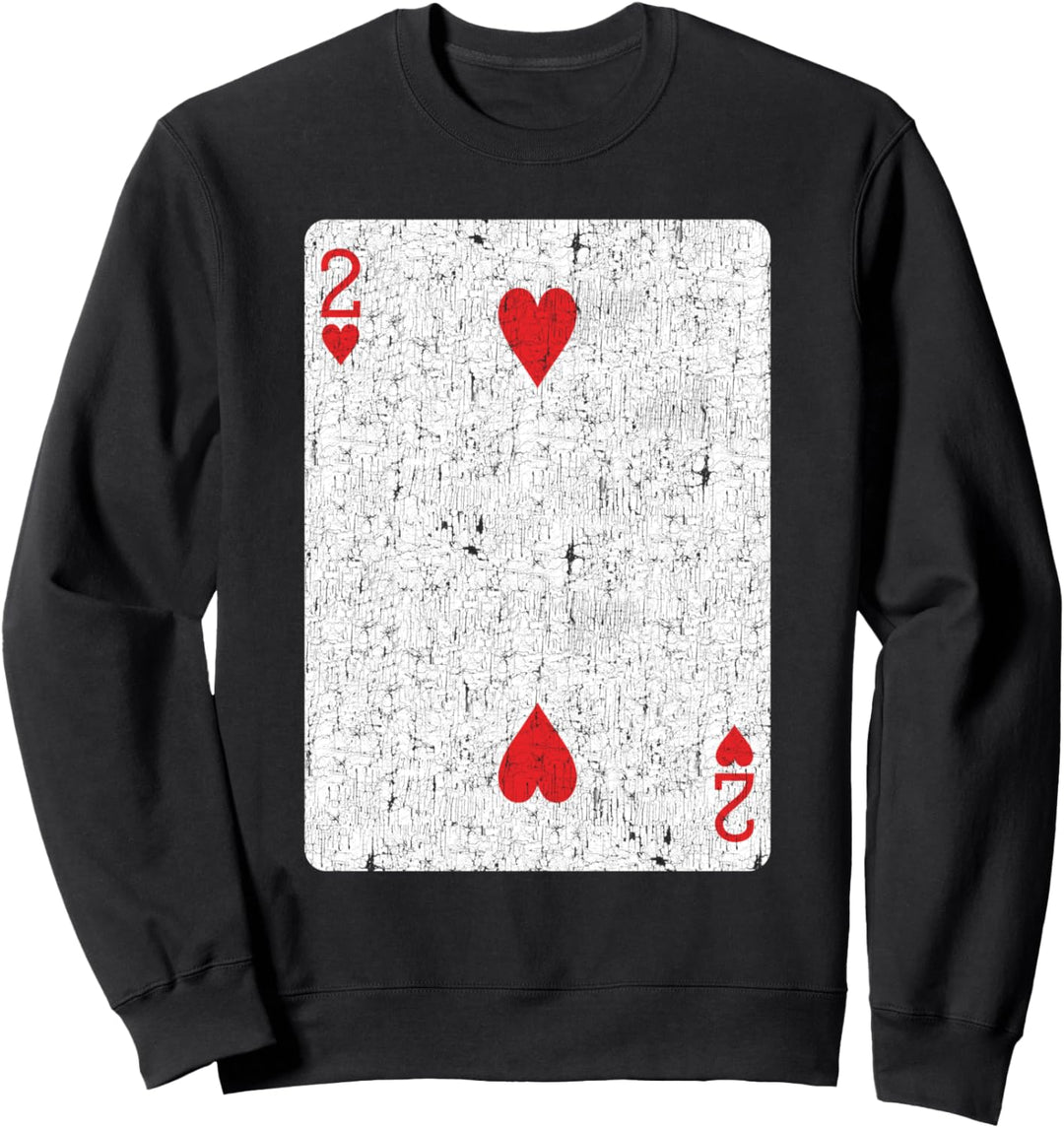 Two of Hearts Card - Poker, Bridge Player, Costume Sweatshirt