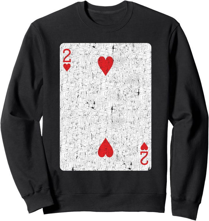 Two of Hearts Card - Poker, Bridge Player, Costume Sweatshirt