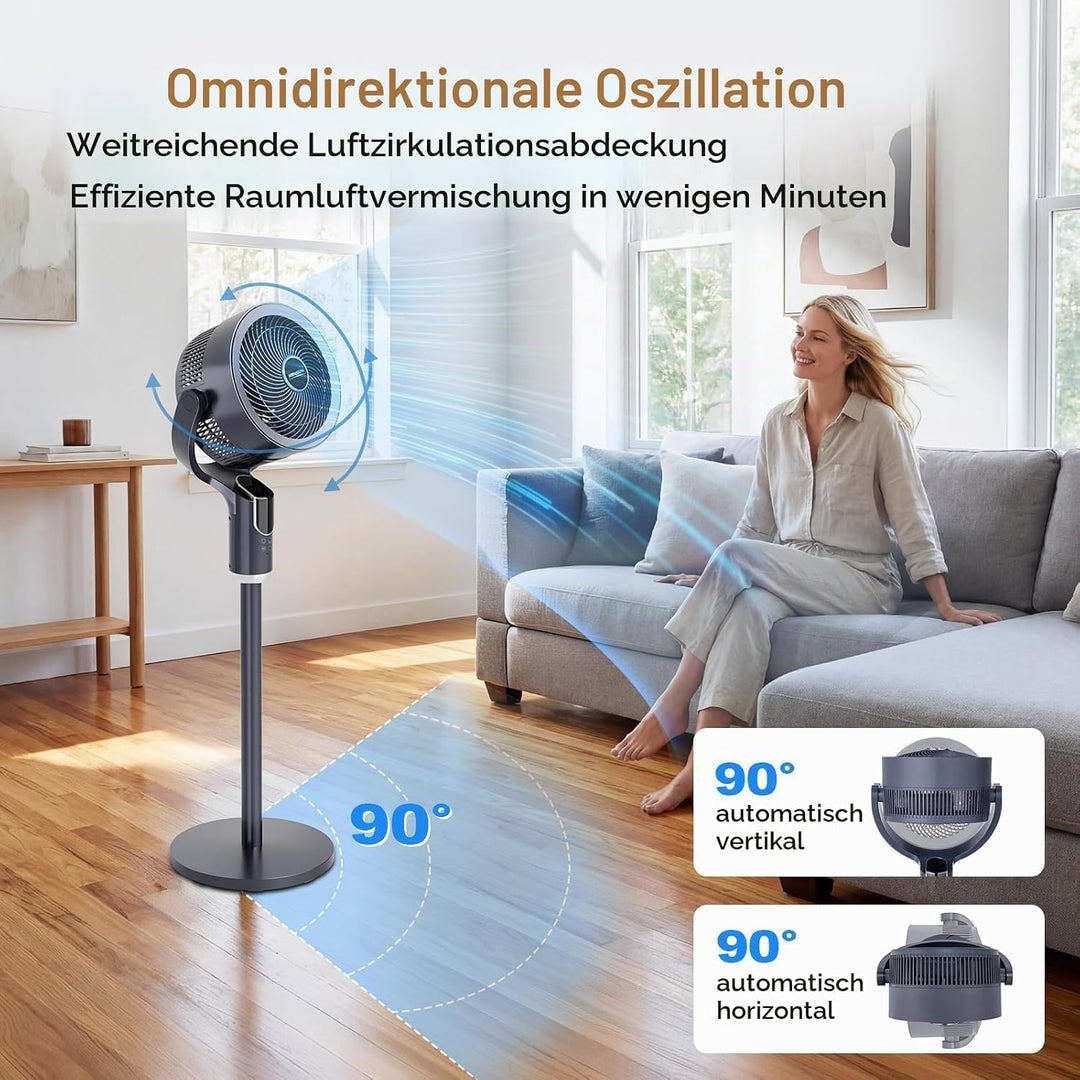 Bonnlo 3 in 1 Standventilator mit Fernbedienung &amp; 9H-Timer, Ventilator Leise mit 8 Windstufen, 3 Mod