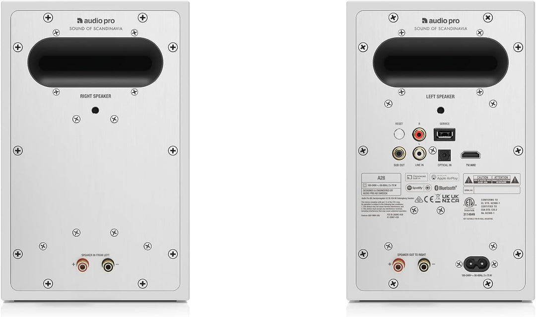 Audio Pro A28 - Kabellose Aktiv Multiroom Lautsprecher mit Bluetooth & WiFi - Stereo Speaker für Hom