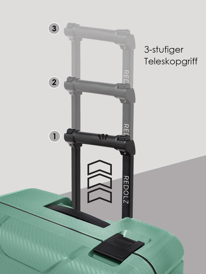 REDOLZ Hartschalen Koffer-Set 3-teilig ohne Reissverschluss | 3-Punkt-Verschluss-System | aus hochwe