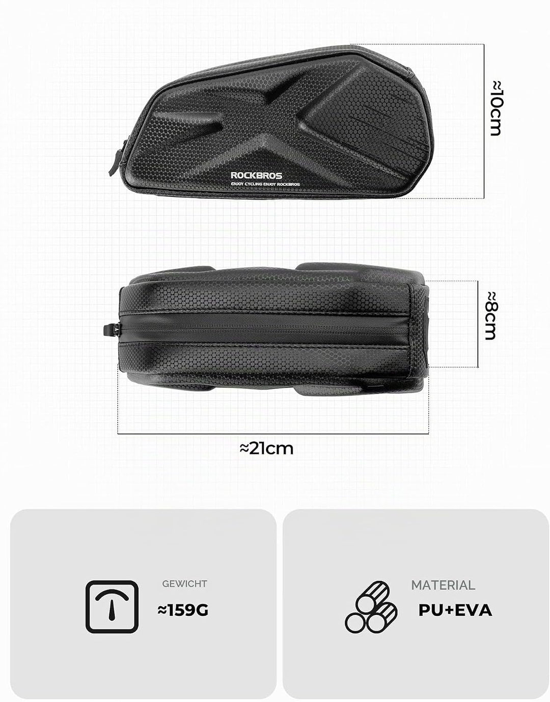 ROCKBROS Fahrrad Rahmentasche Fahrradtasche für Fahrradrahmen 1,4L MTB Oberrohrtasche
