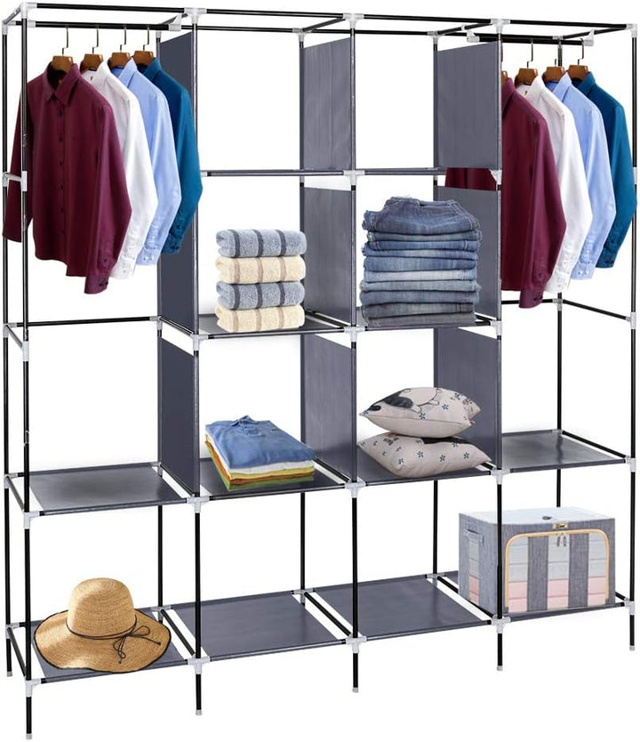 LEADZM Kleiderschrank, Faltschrank Stoffschrank Faltbare Garderobe Canvas mit Reissverschluss, Fäche