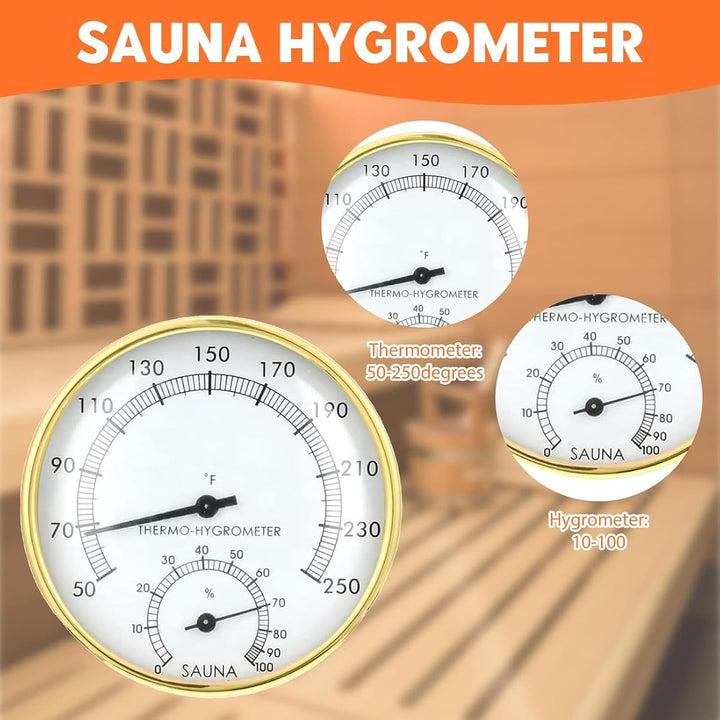 Sauna Eimer Set (4 Liter), Sauna Eimer mit Kelle, Saunakã Bel aus Holz mit Kelle Sanduhr, Thermo, Hy