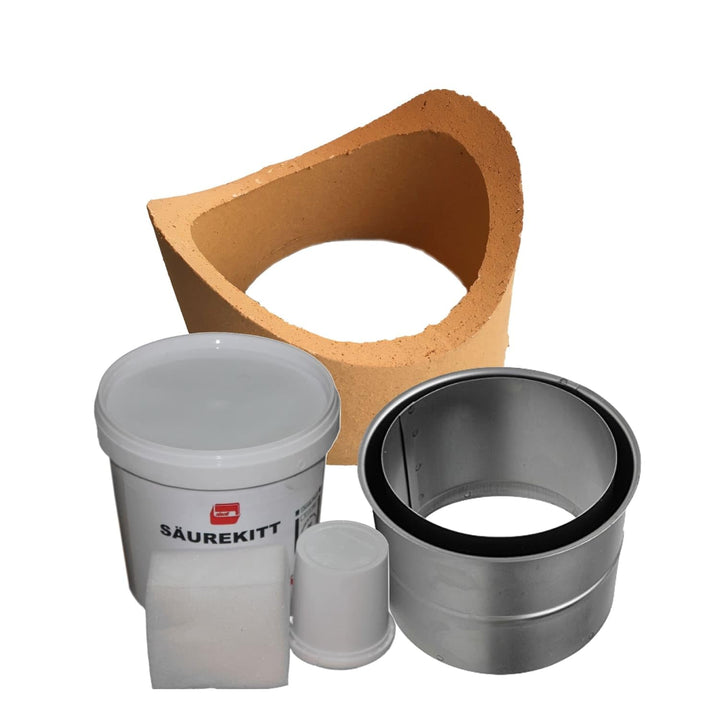 Wandfutter Schornsteinanschluss Kaminanschluss Schamotterohr Set (Stutzen